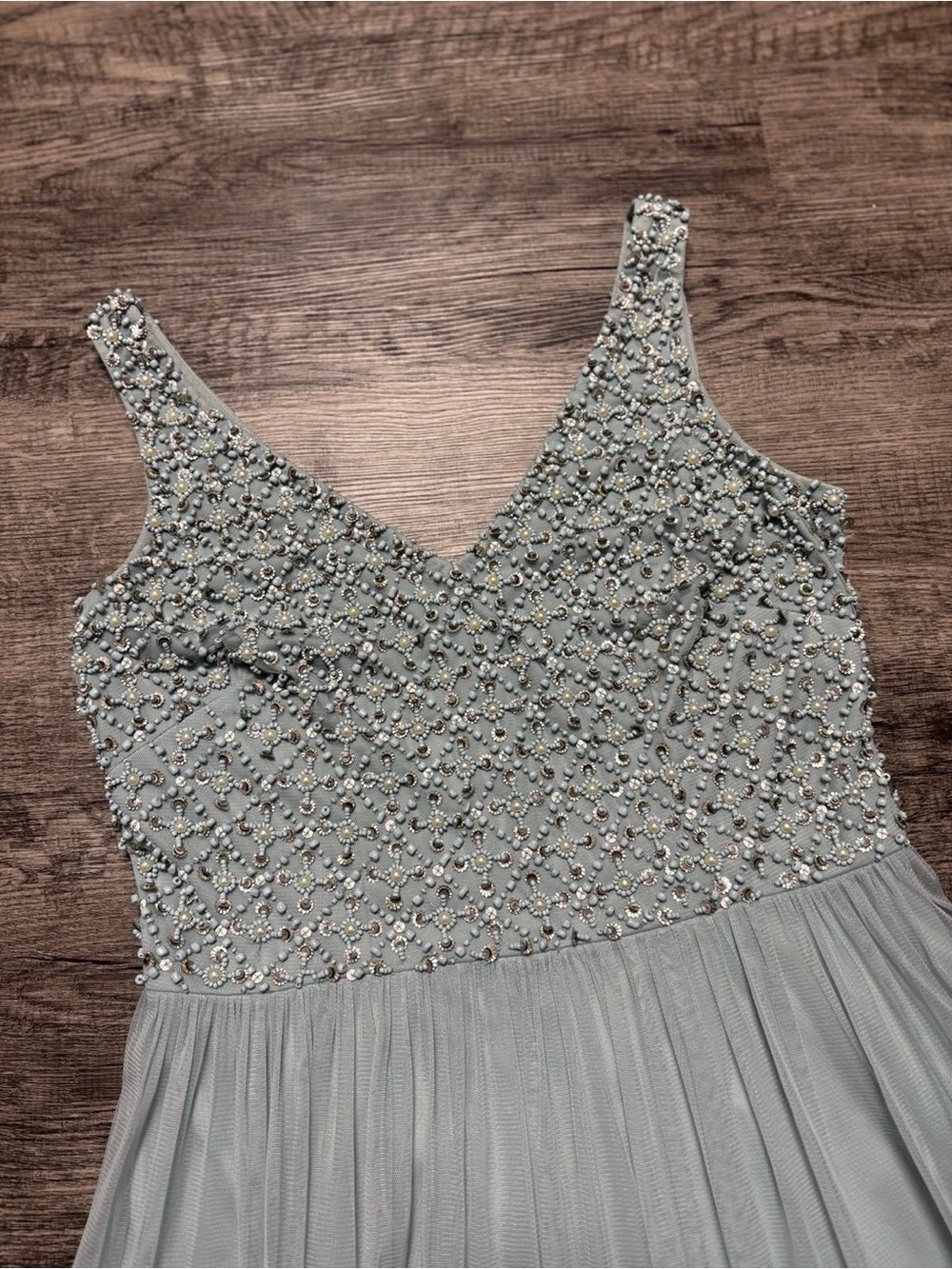 Adrianna Papell Light Blue Beaded Chiffon Dress - Picture 7 of 10
